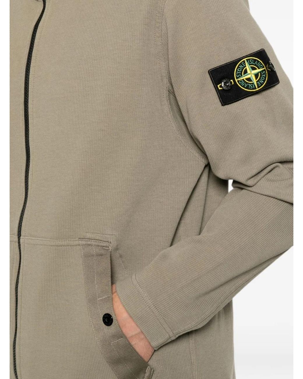 Stone Island Brown Cotton Ribbed Hooded Jacket for men