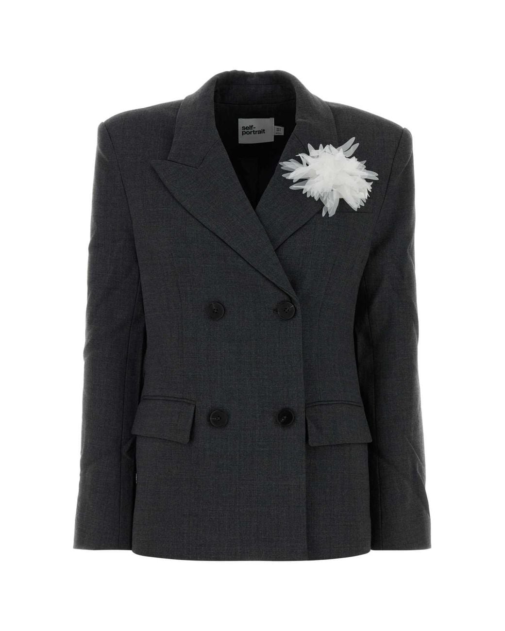 Self-Portrait Black Graphite Twill Oversize Blazer