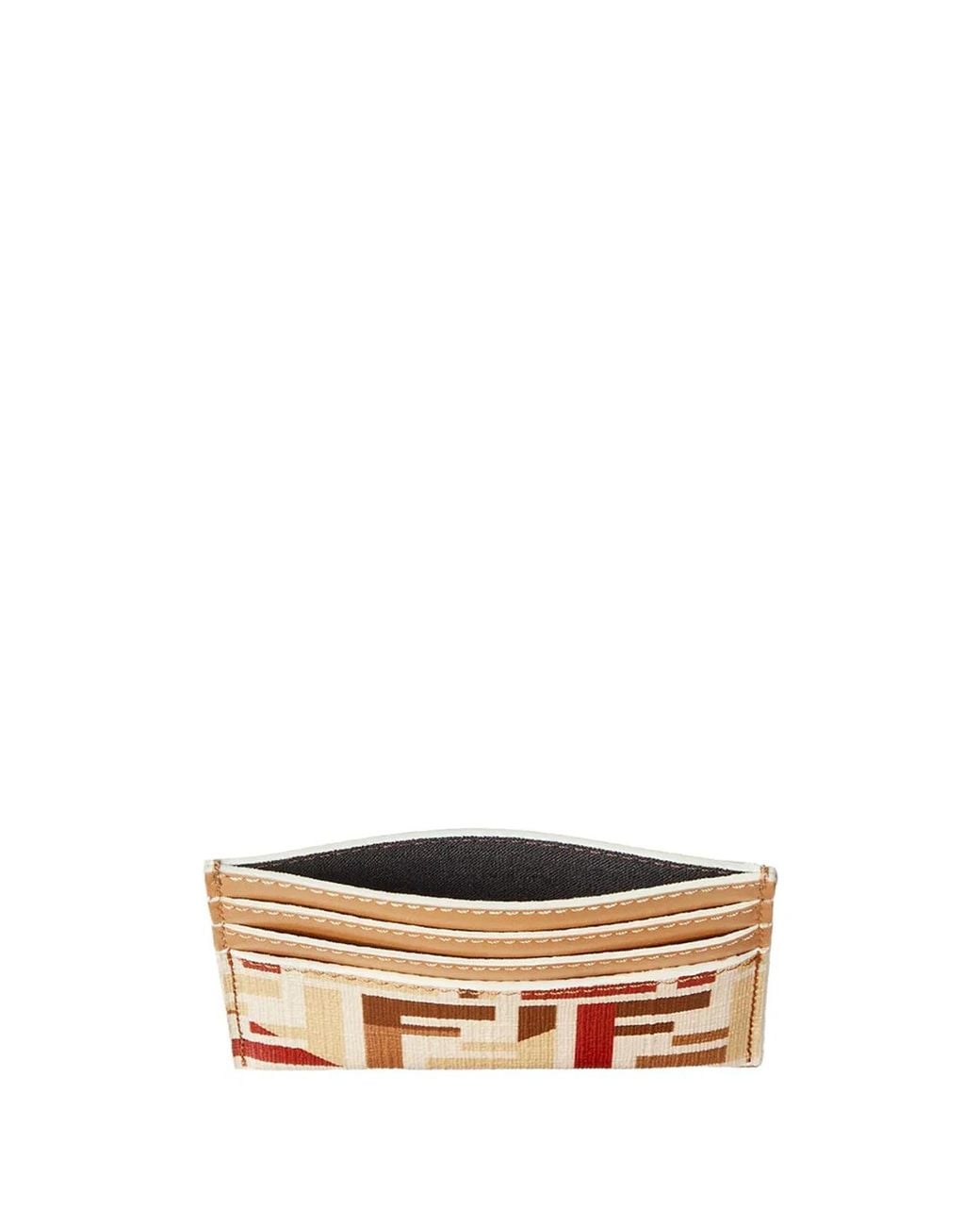 Fendi White Roma Ff Fabric Card Holder