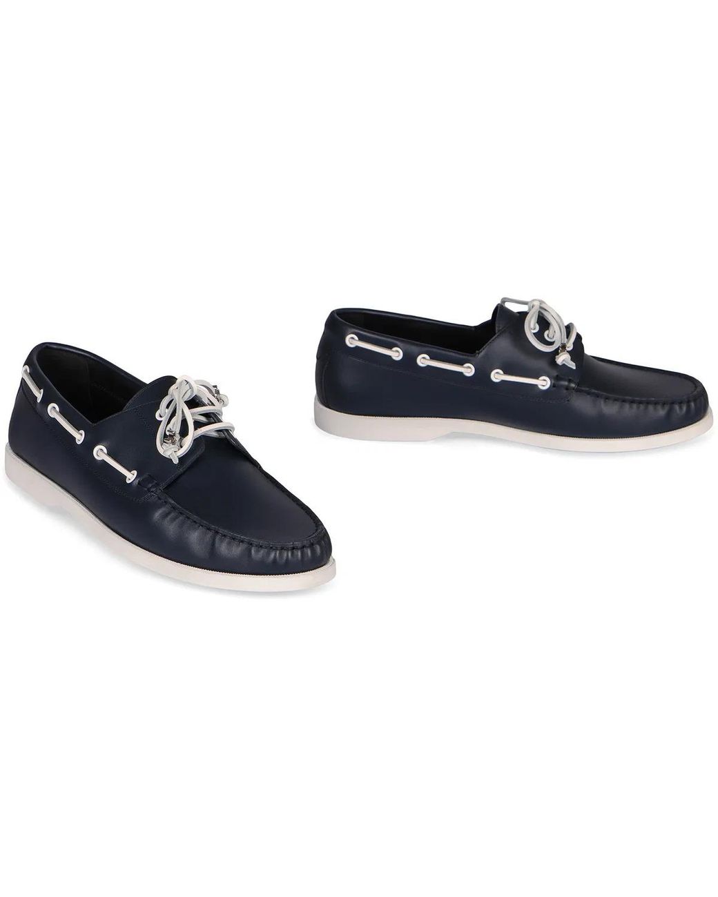 Céline Blue Bateau Leather Boat Shoes Calfskin; Goatskin for men