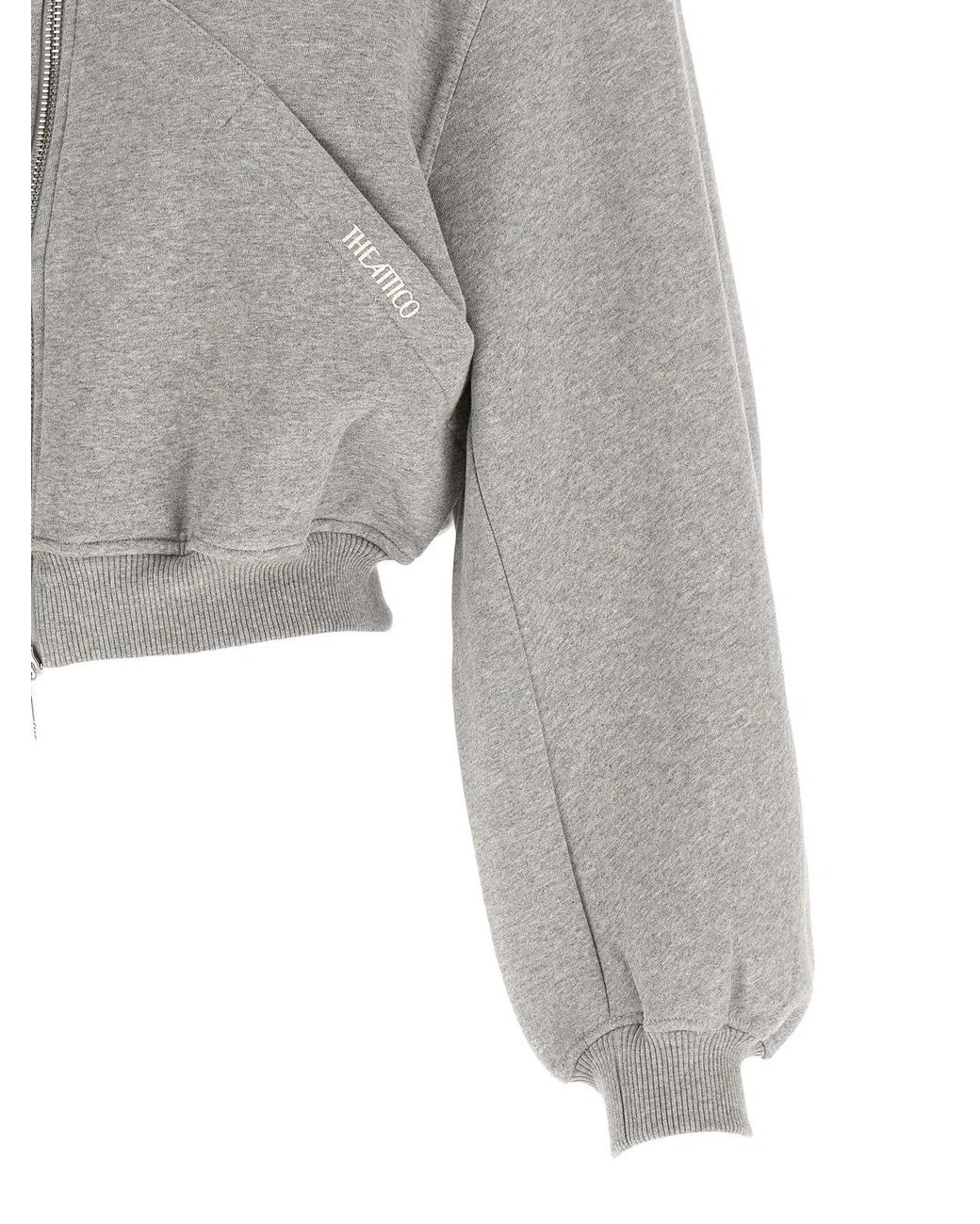 The Attico Gray Cropped Hoodie