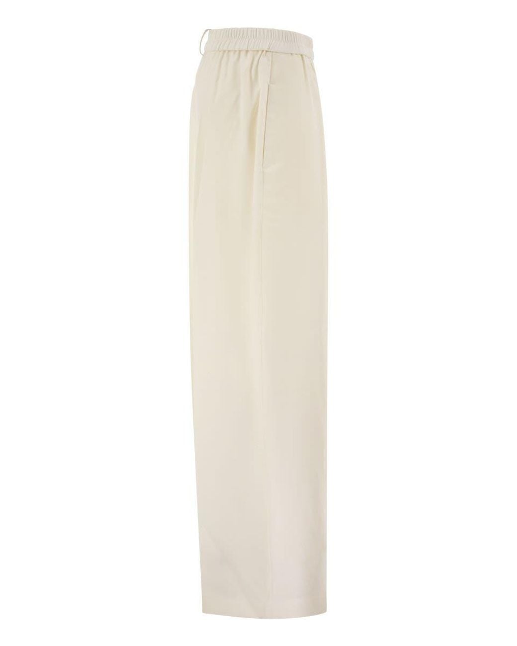 Fabiana Filippi White Stretch Virgin Wool Trousers With Elasticated Waistband