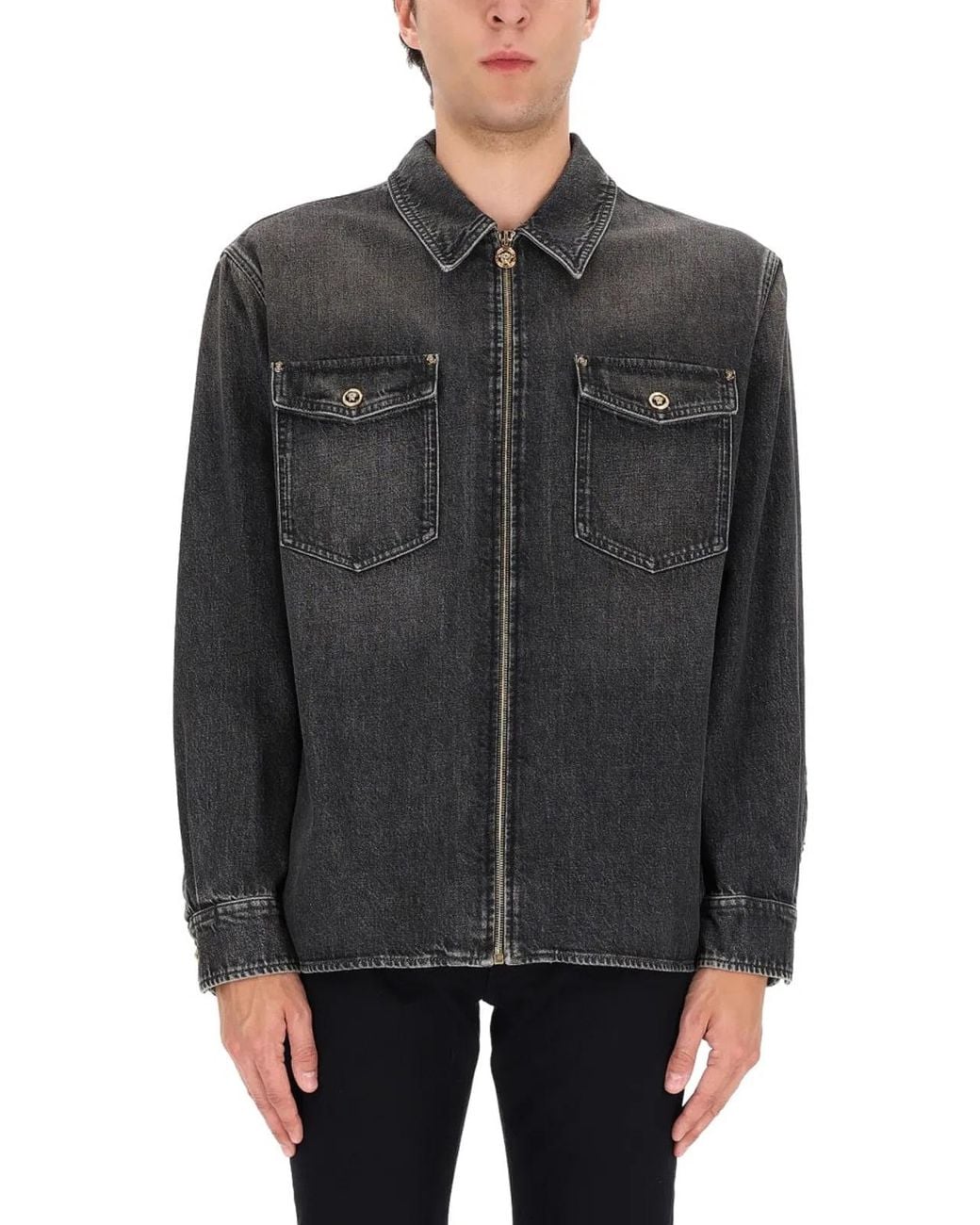 Versace Gray Denim Jacket for men