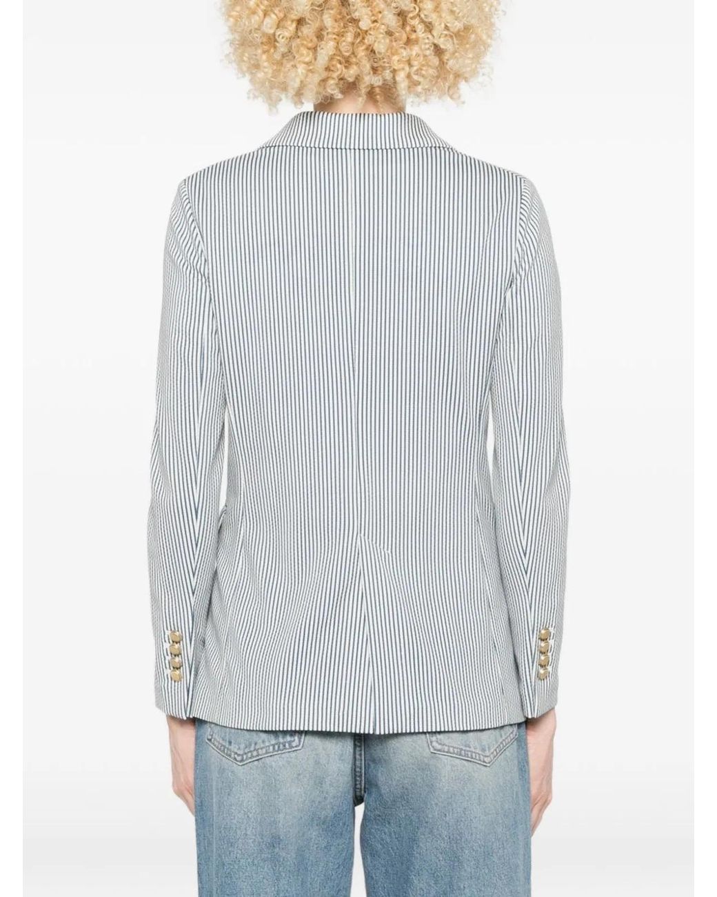 Circolo 1901 Blue Striped Double-Breasted Jacket