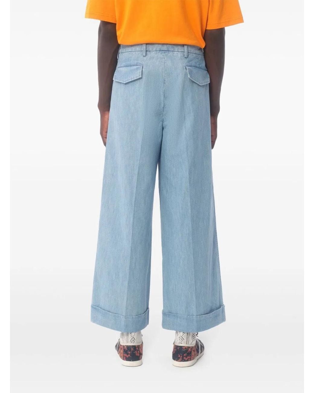 Valentino Blue Wide Jeans With Cuff for men
