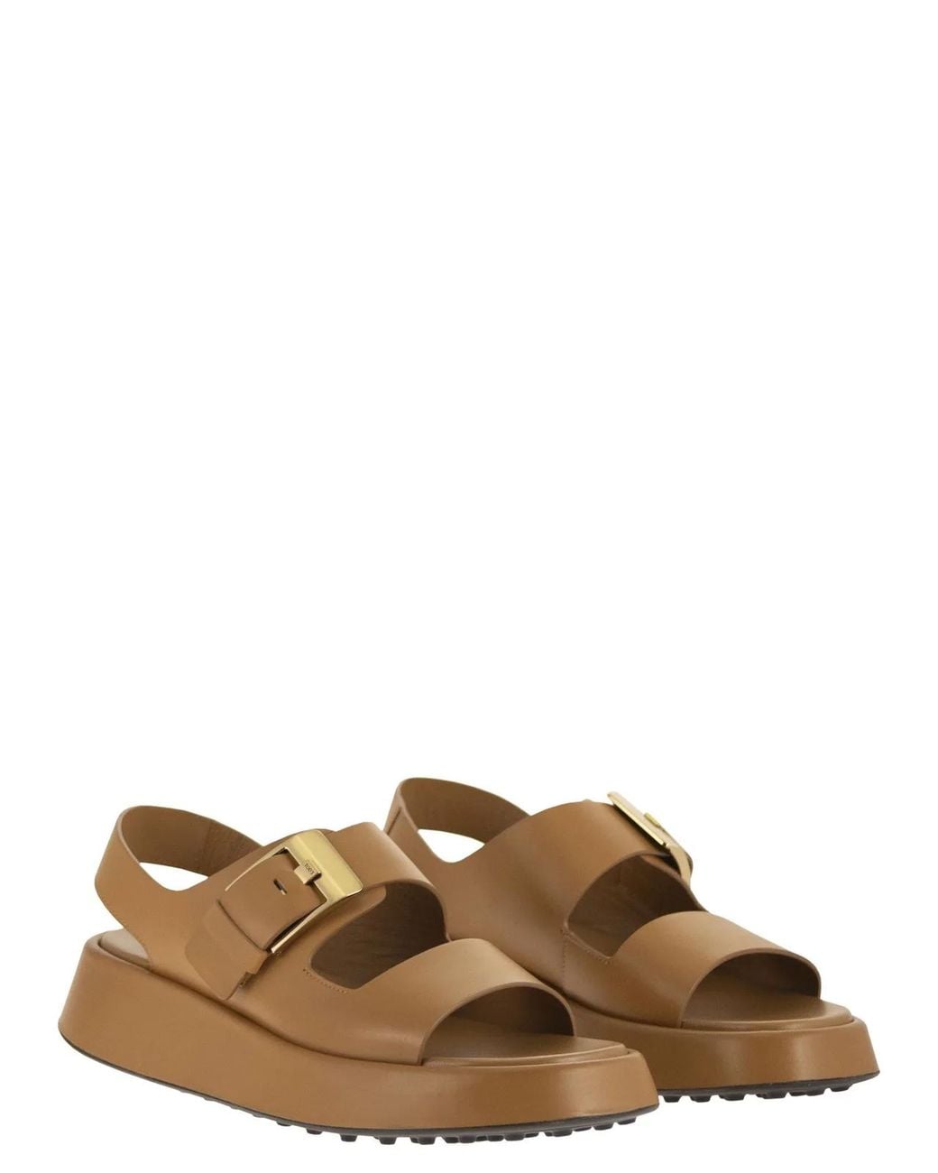 Tod's Brown Leather Sandal With Buckle