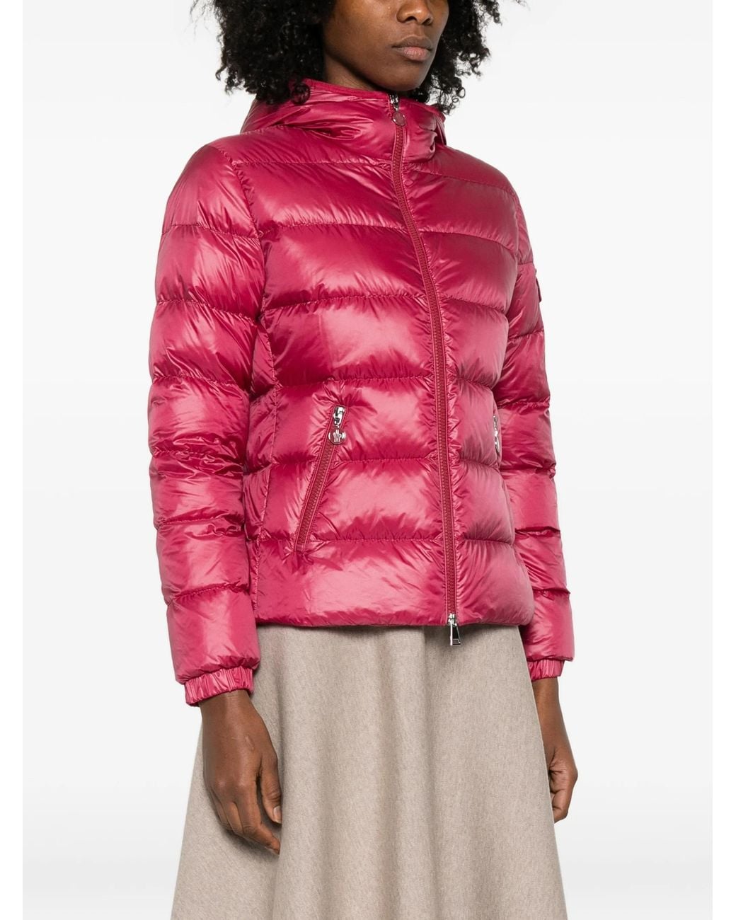 Moncler Red Glesse Short Padded Jacket With Hood