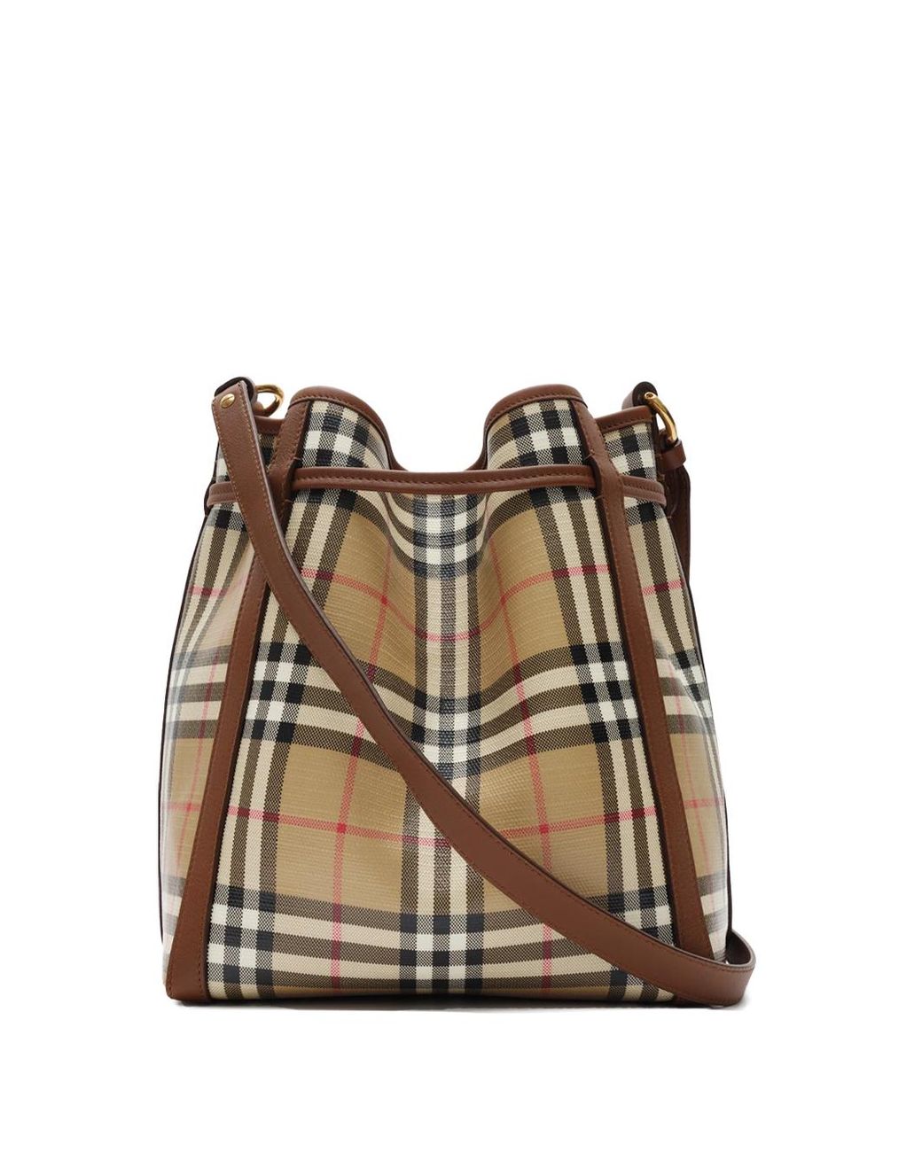 Burberry Brown Small Check Bucket Bag