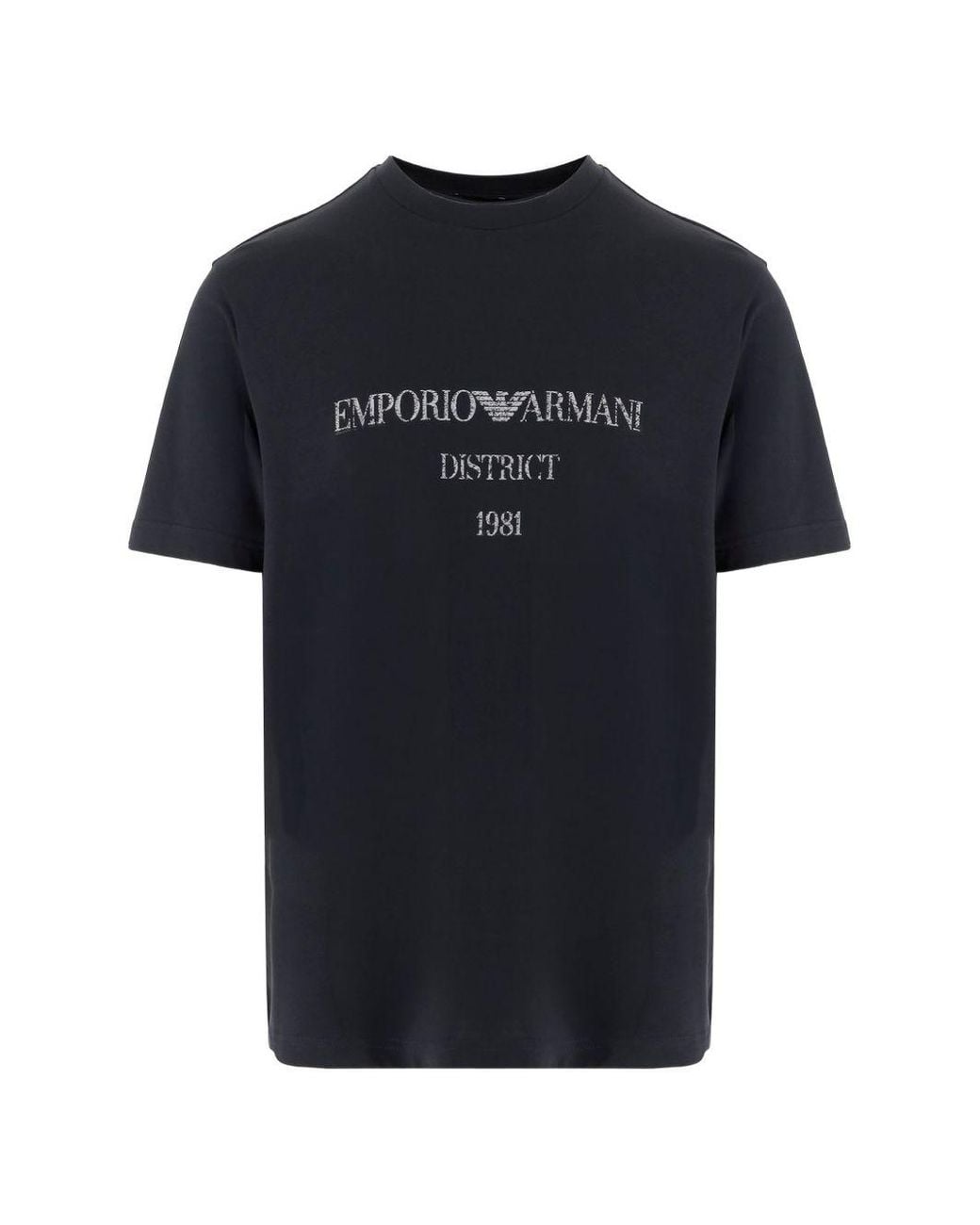 Emporio Armani Black Logo Cotton T-Shirt for men