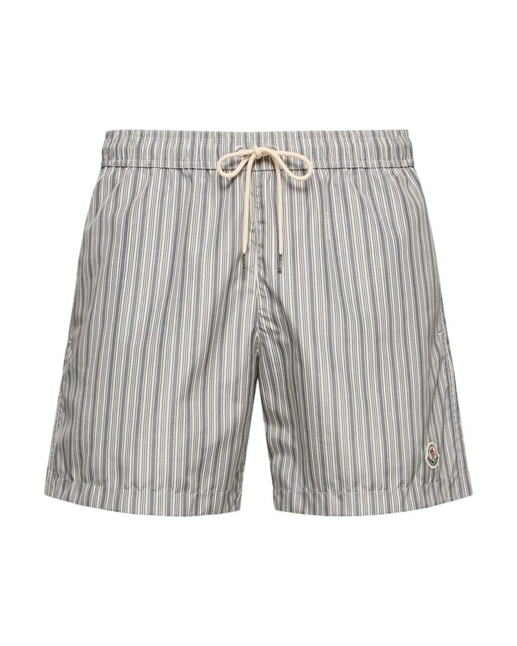 Moncler Gray Striped Swim Shorts for men
