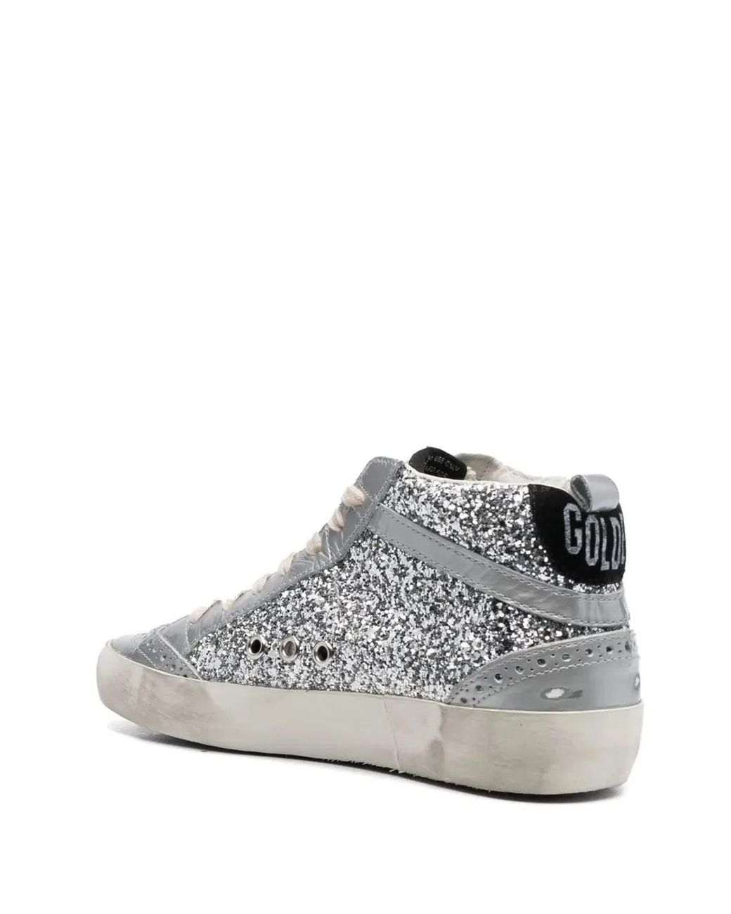 Golden Goose Deluxe Brand White Glittered High-Top Sneakers