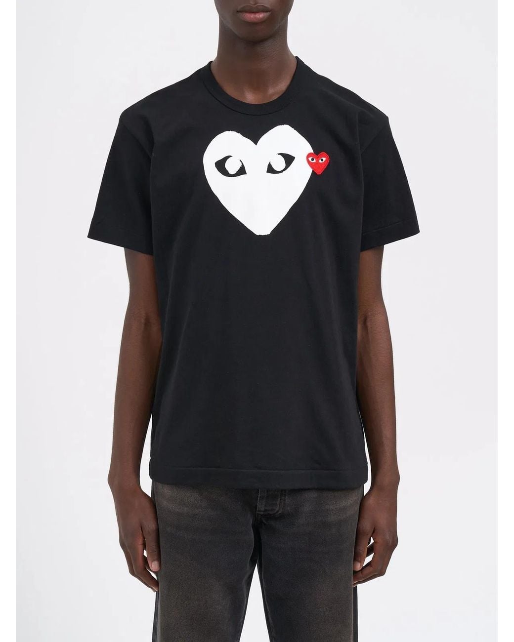 COMME DES GARÇONS PLAY Black Cotton Logo T-Shirt for men