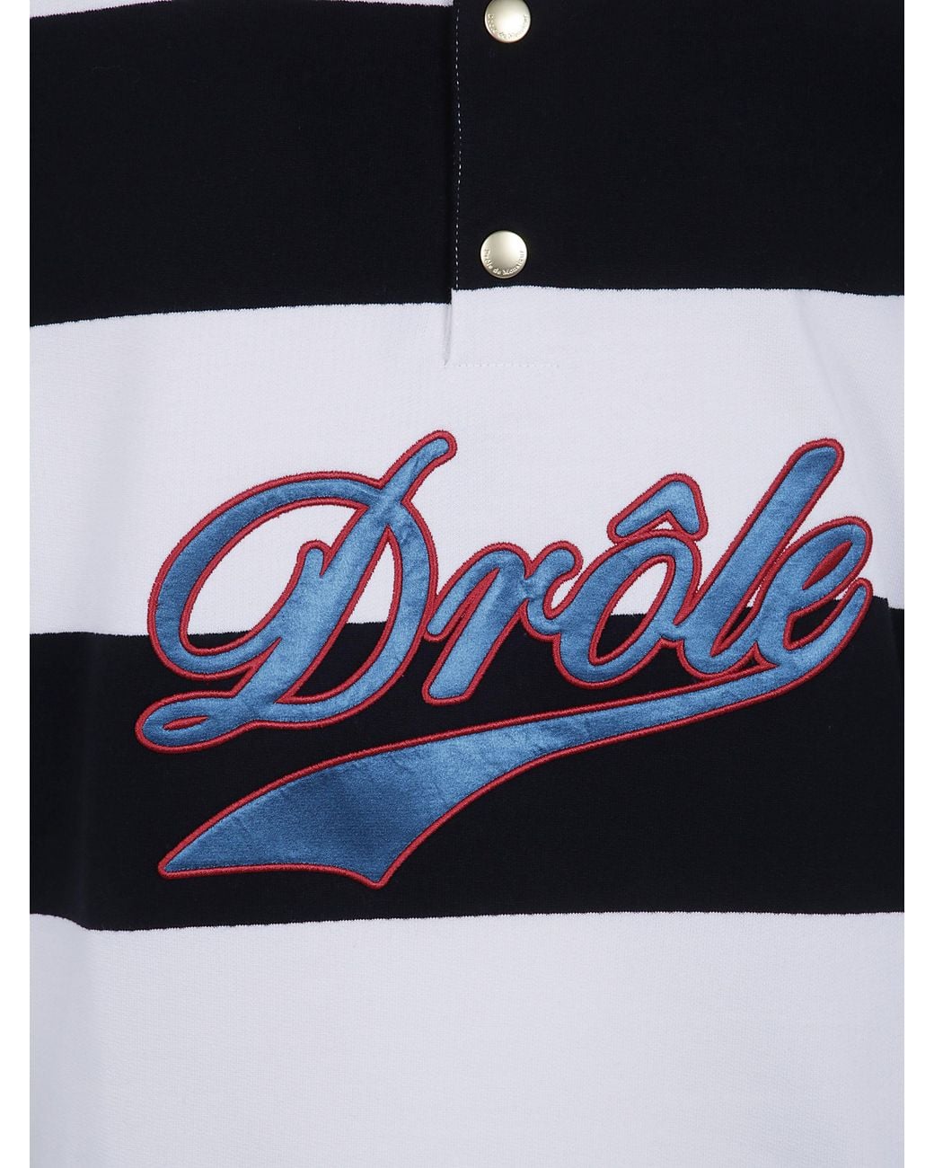 Drole de Monsieur Blue "Drôle" Embroidered Stripes Polo for men