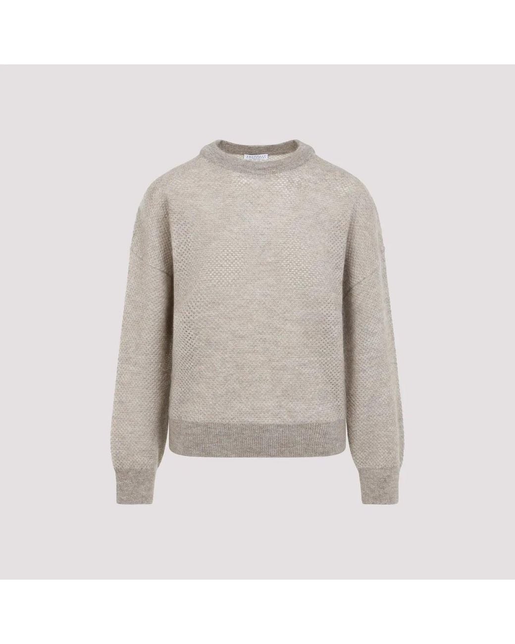 Brunello Cucinelli Gray Mohair Polyamide Wool Metallic T-Shirt