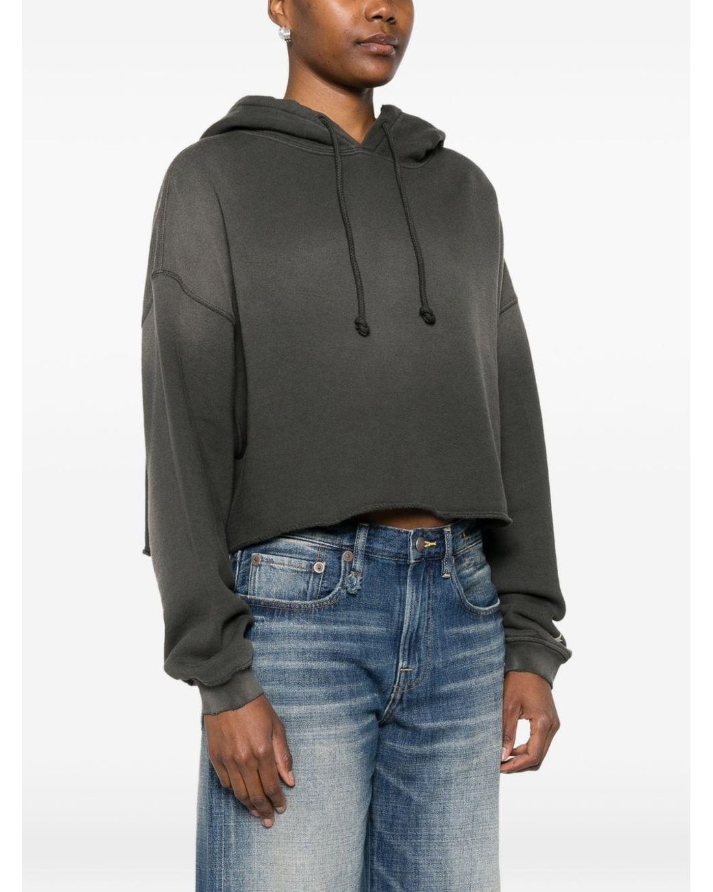Golden Goose Deluxe Brand Black Star Logo-Print Cropped Hoodie