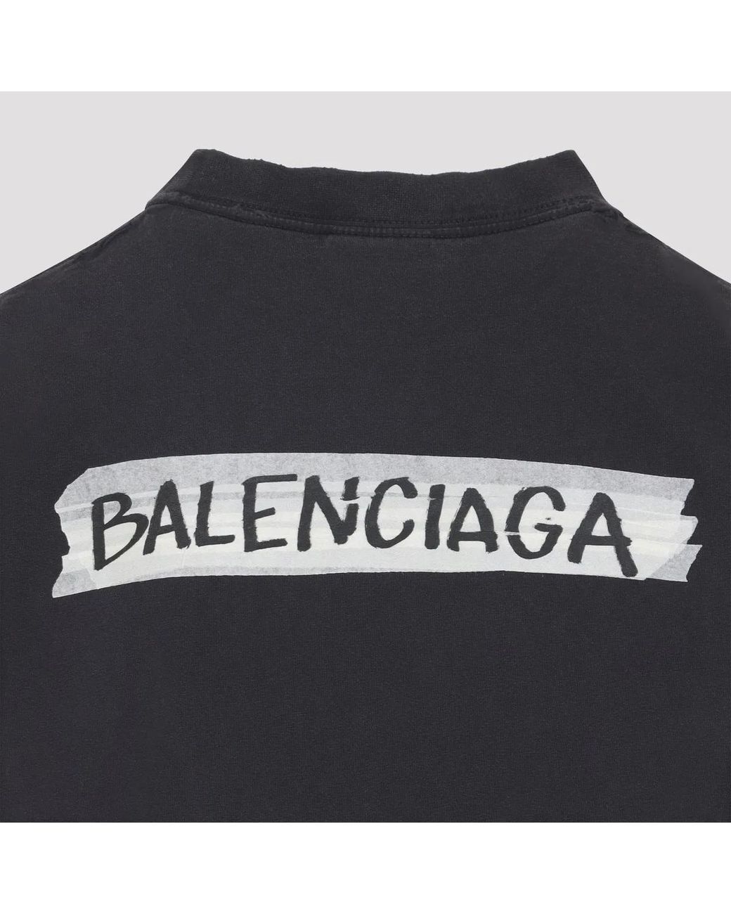 Balenciaga Black Cotton T-Shirt With Print for men