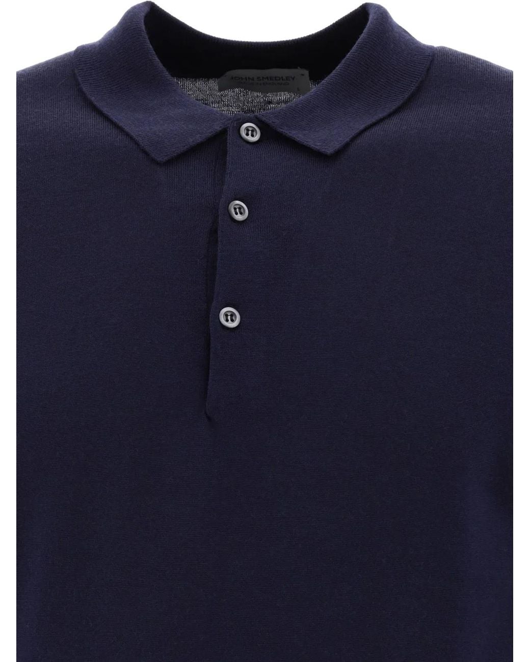John Smedley Blue "Belper" Merino Wool Polo Shirt for men