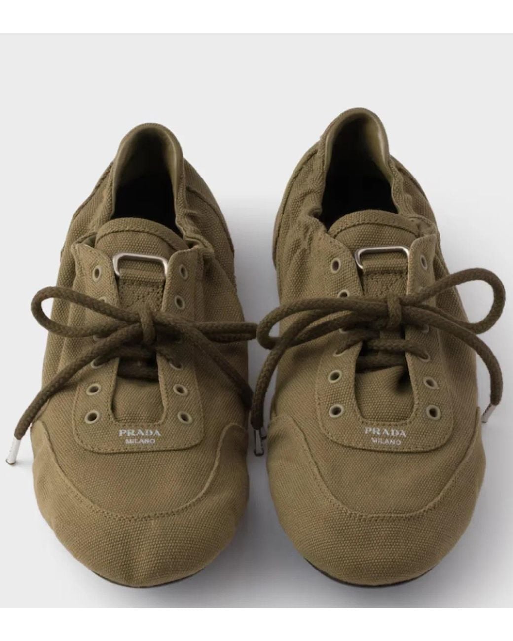 Prada Brown Cotton Flat Shoes