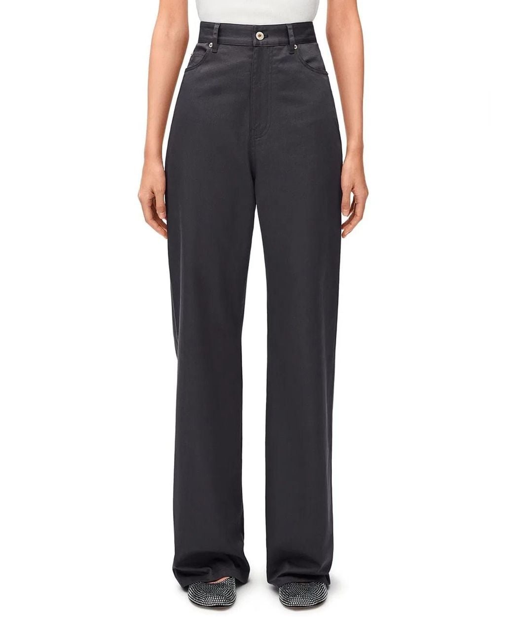 Loewe Blue High-Waisted Cotton Trousers