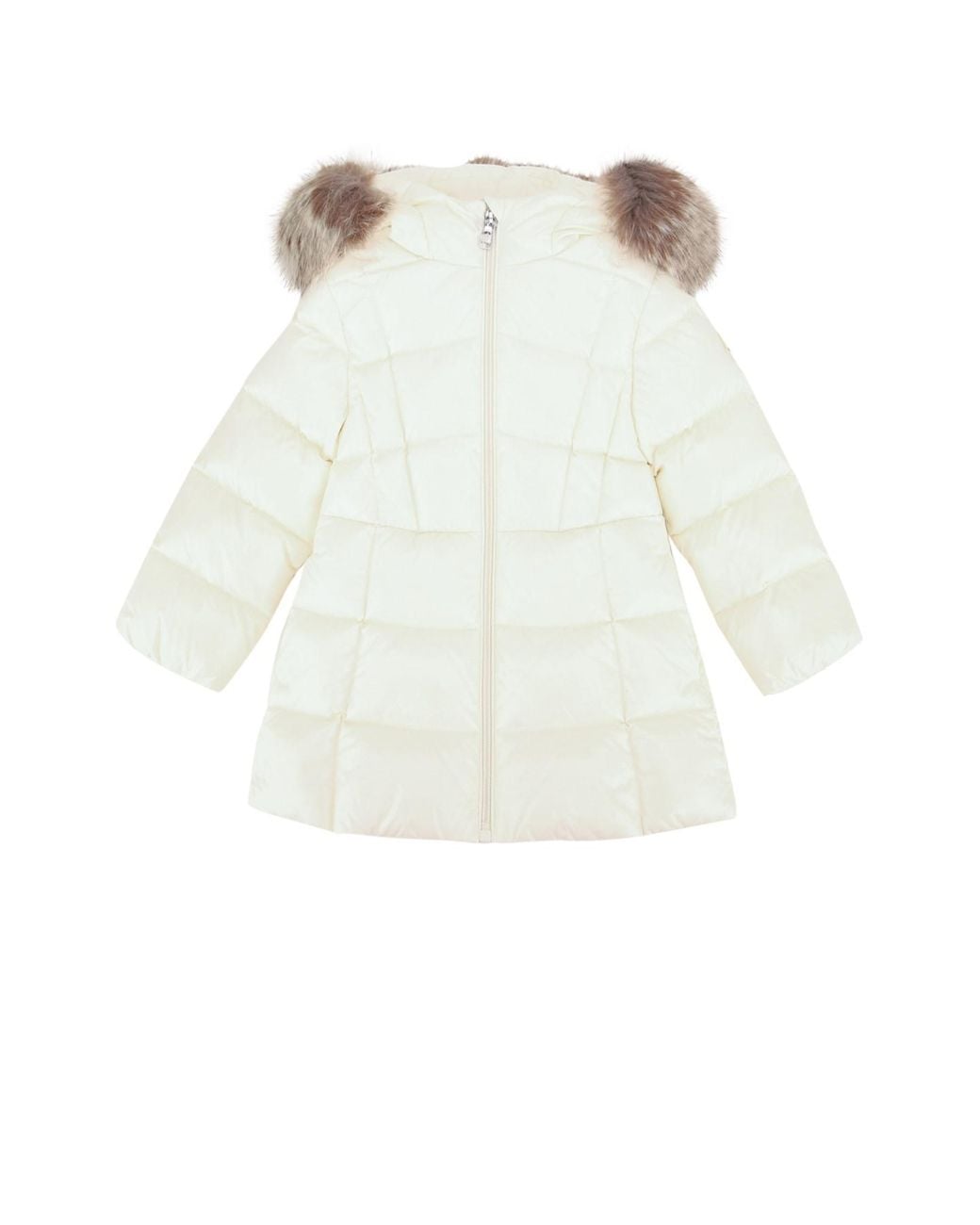 Moncler White Emma Long Parka Jacket For Kids