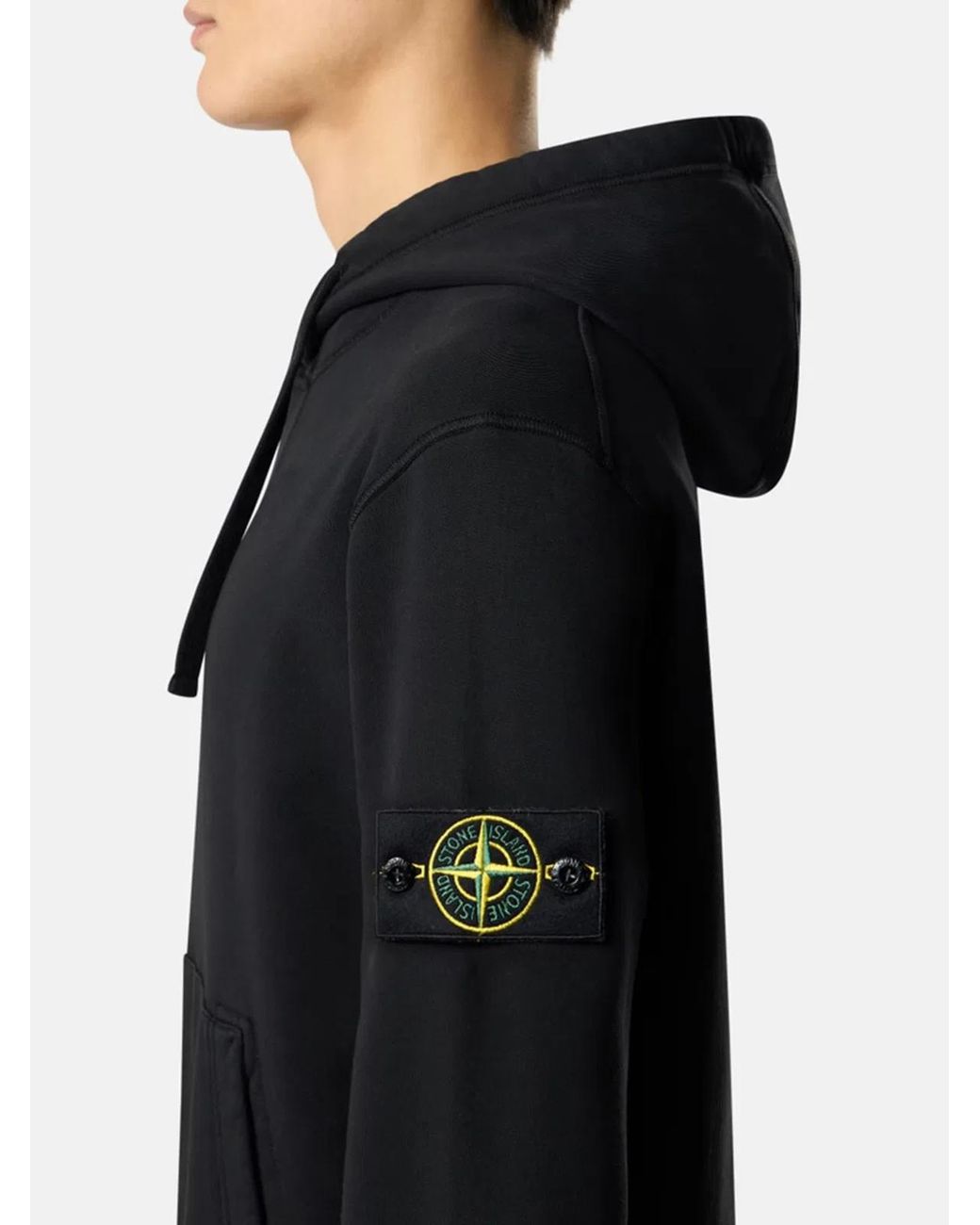Stone Island Black Regular Fit Sweatshirt With Hood And Kangaroo Pocket for men