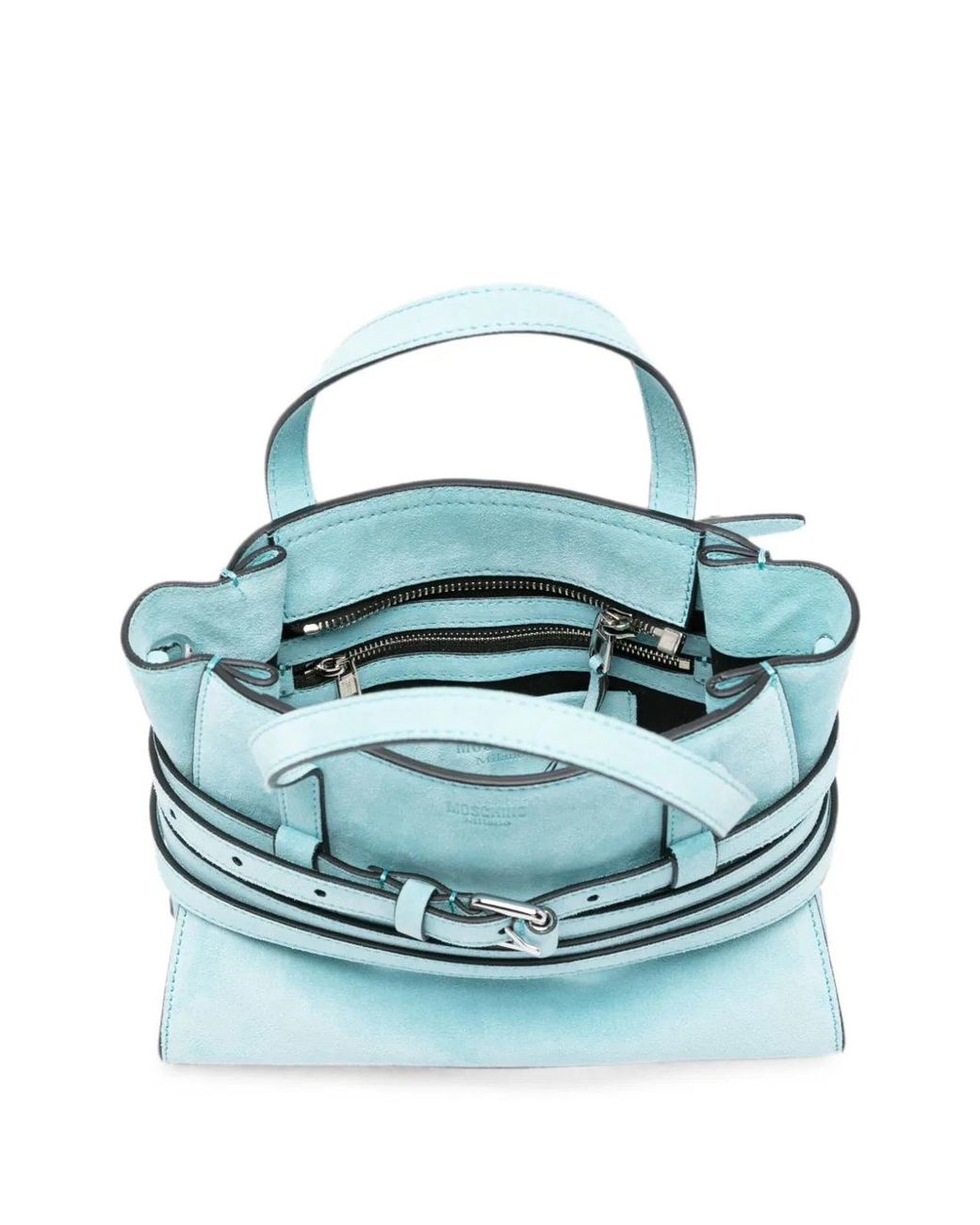 Moschino Couture Blue Tie Me Leather Handbag