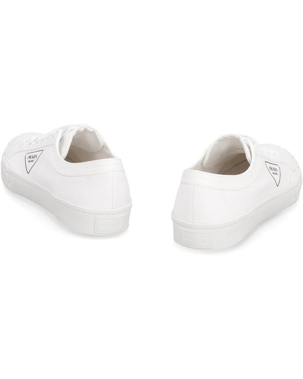 Prada White Gabardine Wheel Sneakers for men