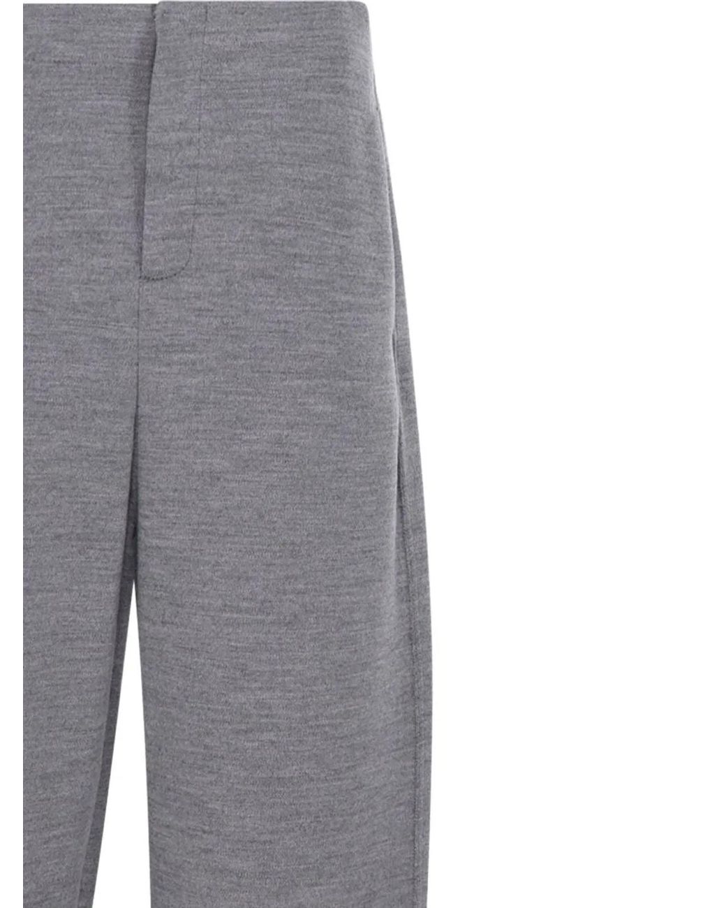 Max Mara Gray Wool And Cotton Trousers