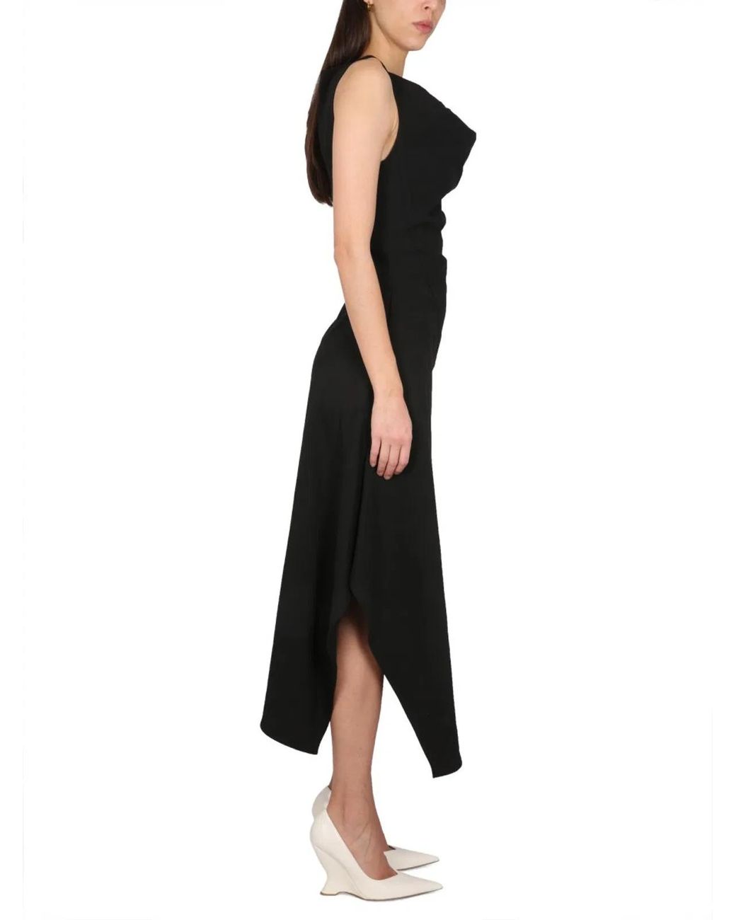 Bottega Veneta Black Asymmetrical Midi Dress