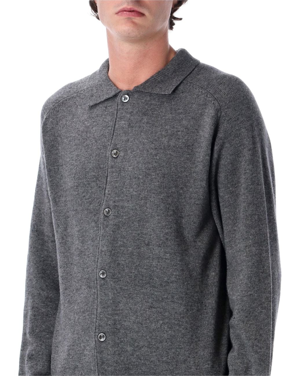 DUNST Gray Collared Knit Cardigan for men