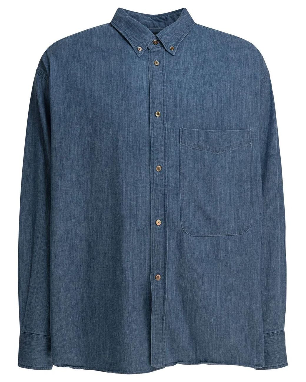 Beams Plus Blue Cotton Shirt for men