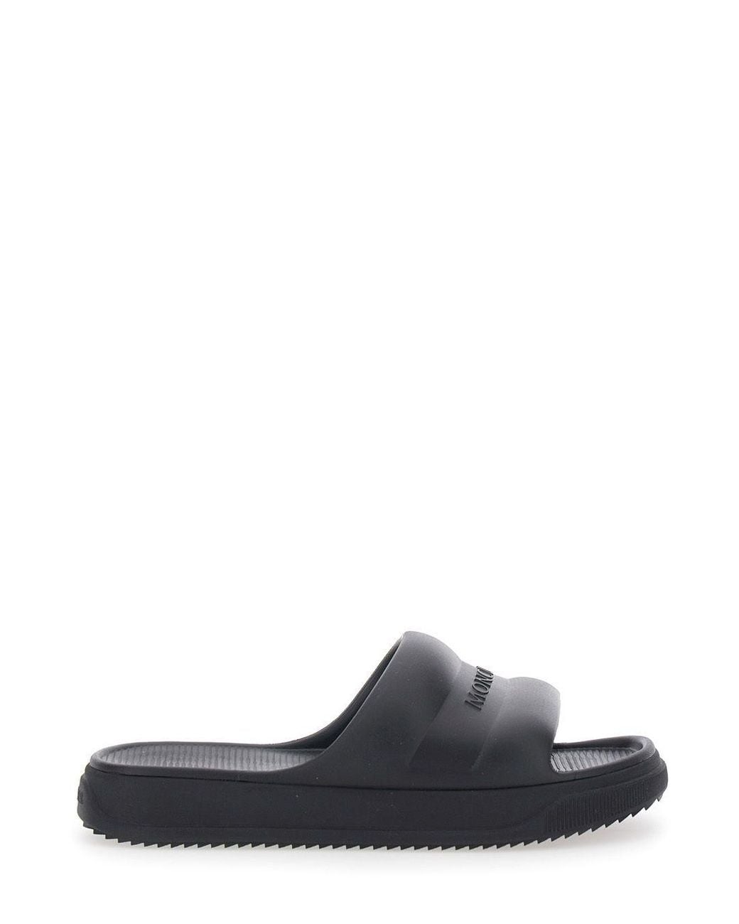 Moncler Black Slippers With Embossed Logo