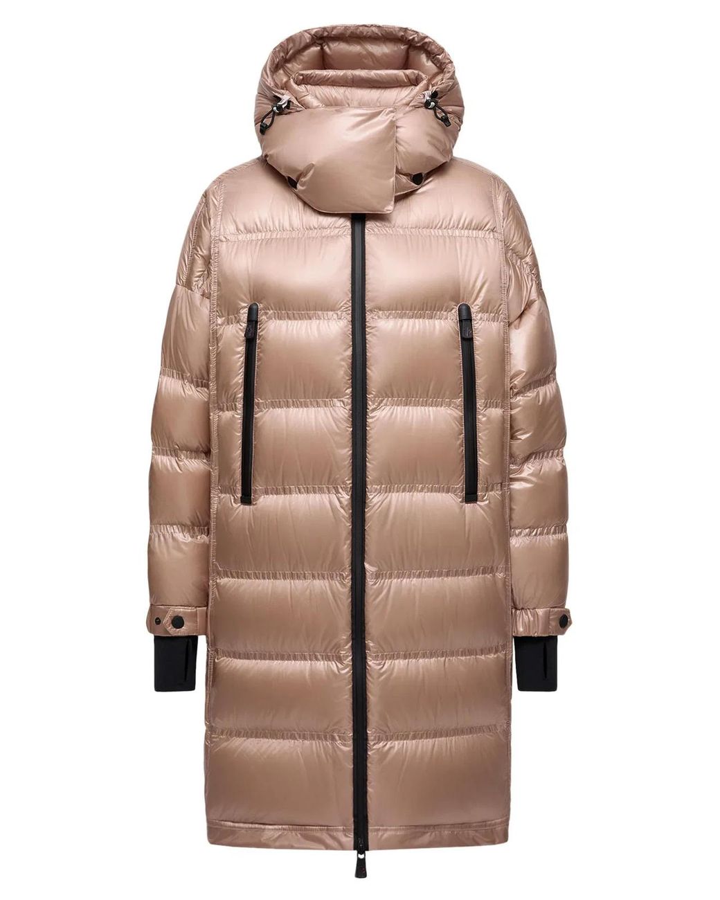 Moncler Natural Rochelairs Hooded Long Down Jacket