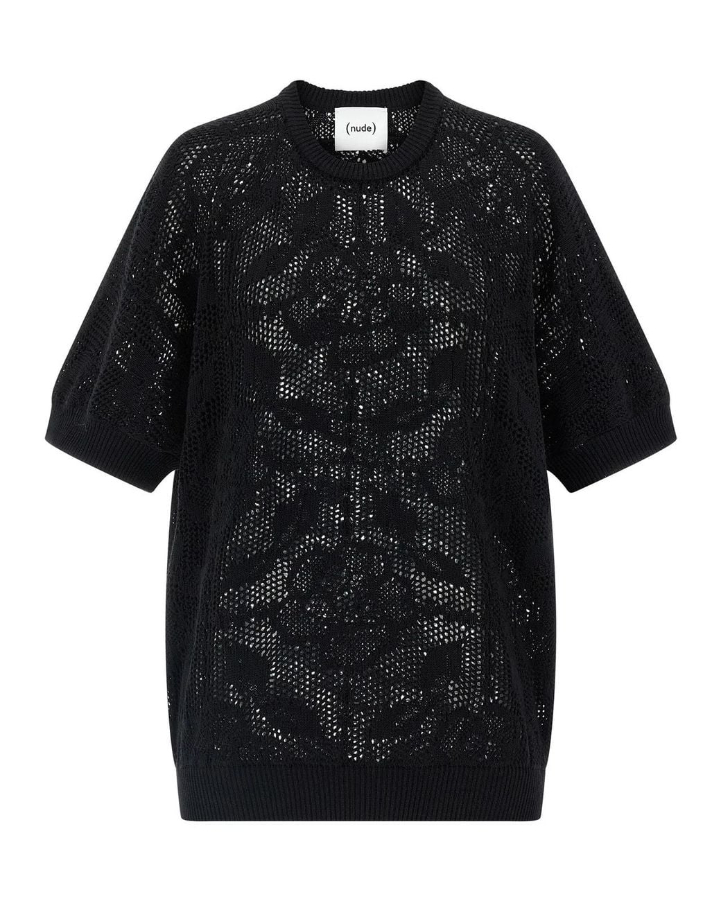 Nude Black Openwork Cotton Sweater