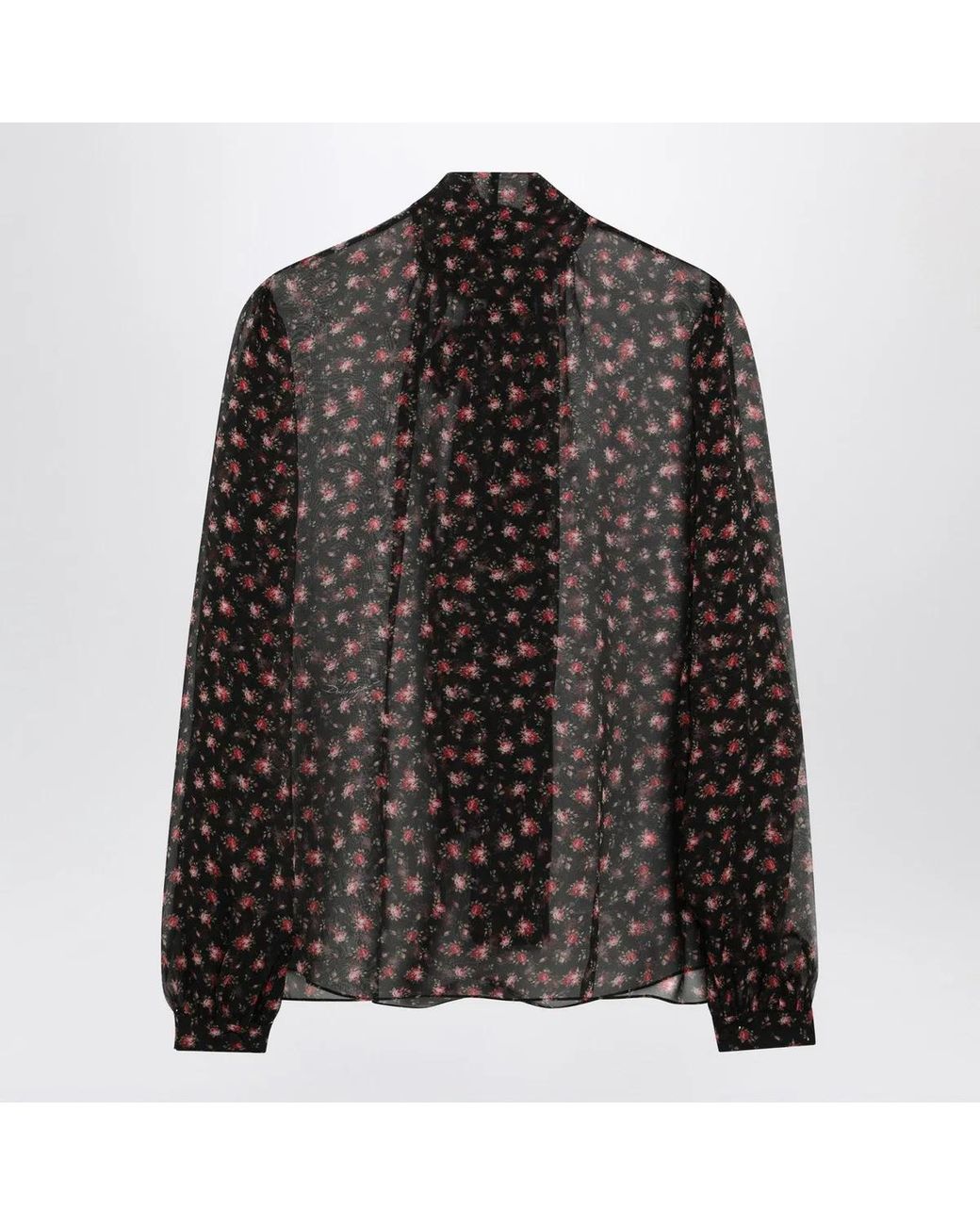 Dolce & Gabbana Black Dolce & Gabbana Chiffon Blouse With Small Rose Print