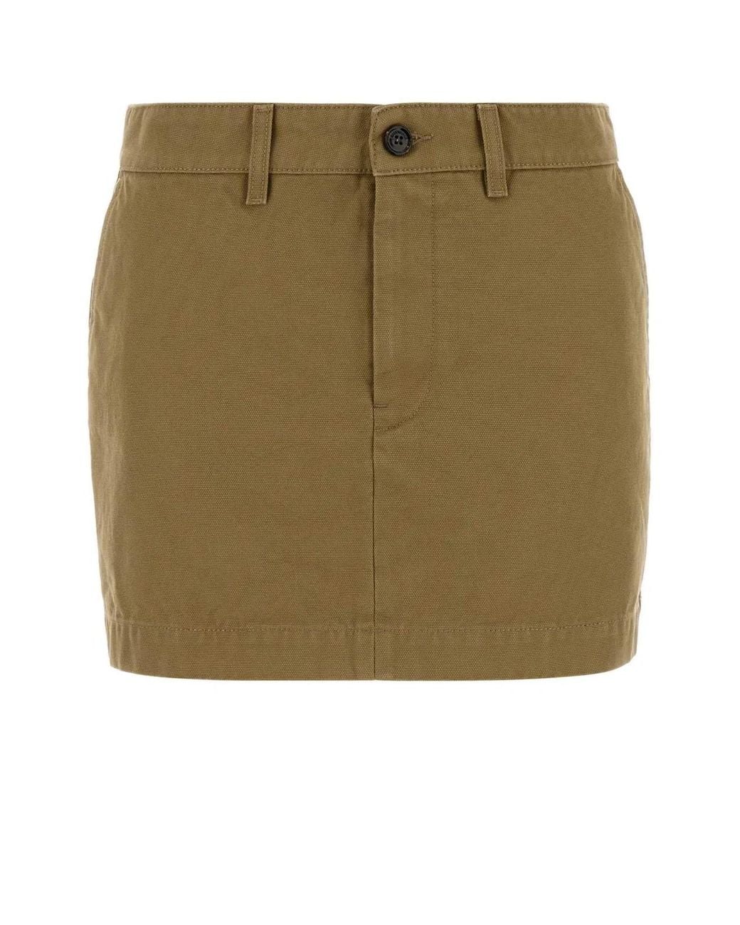 Balenciaga Green Khaki Denim Mini Skirt