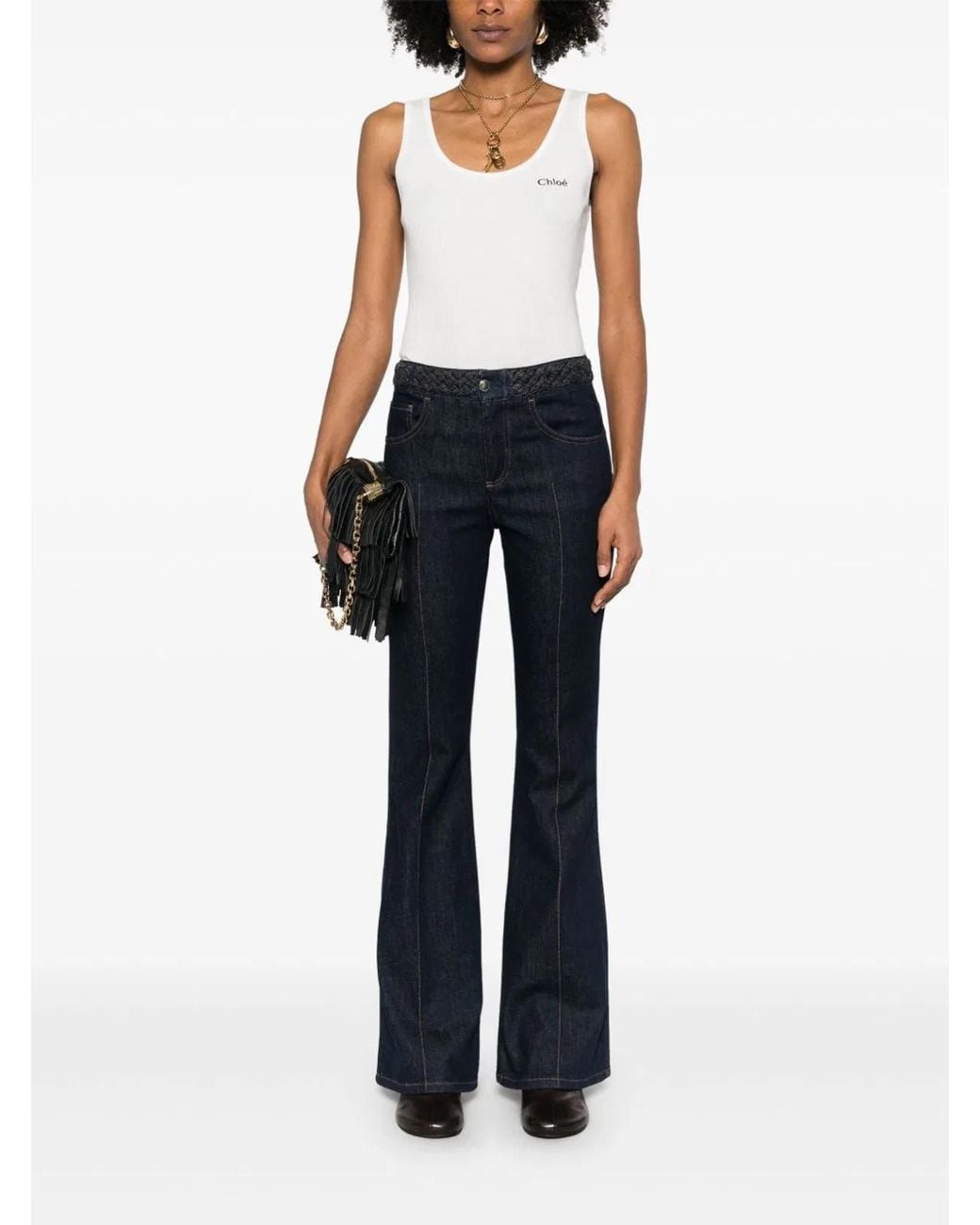 Chloé White Jersey Tank Top
