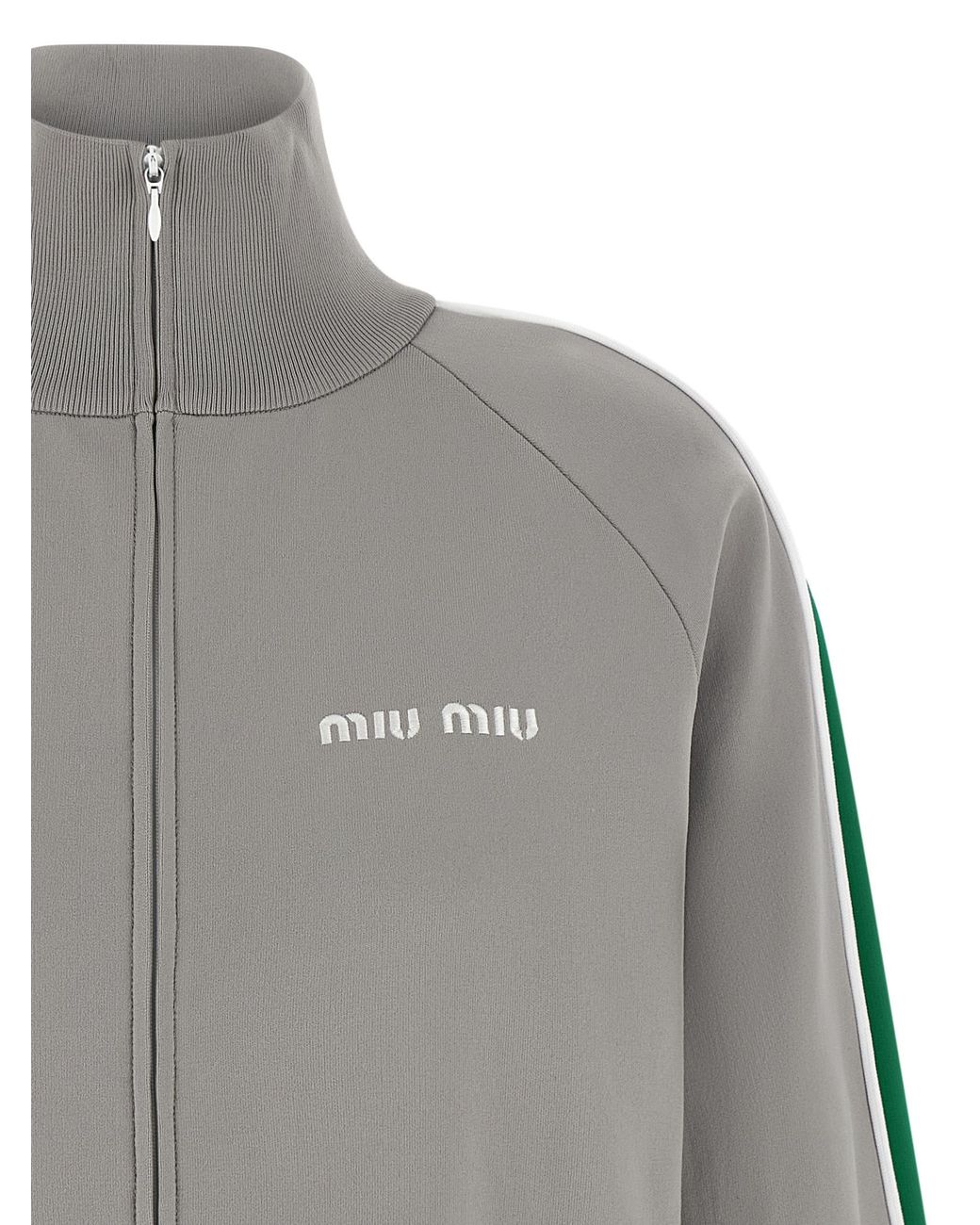 Miu Miu Gray Logo Embroidery Sweatshirt
