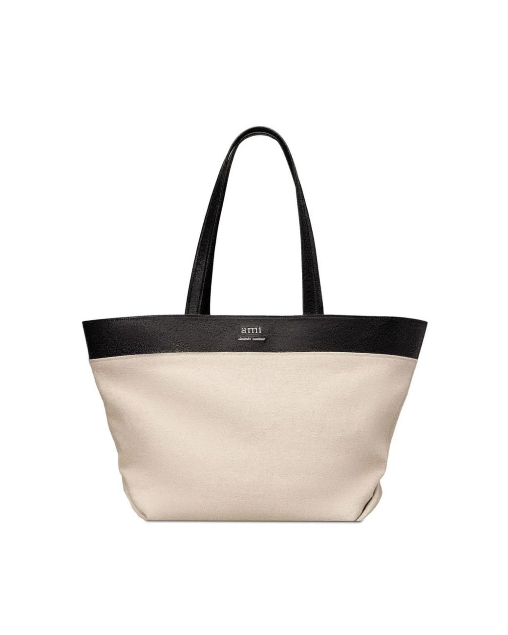 AMI Natural East West Logo Tote Bag for men
