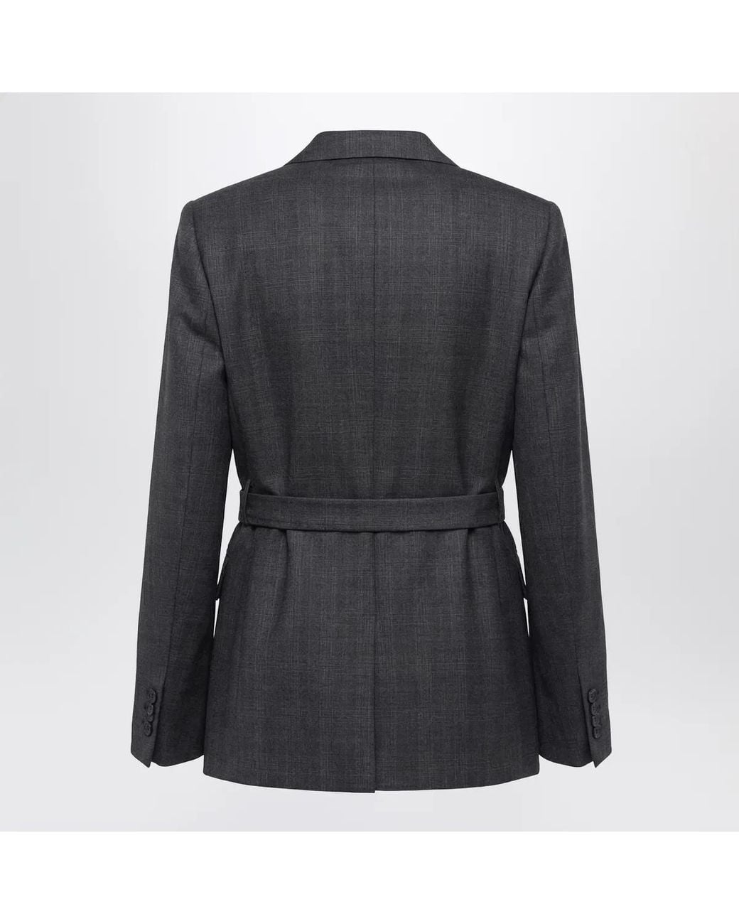 Prada Black Doublebreasted Wool Jacket With Check Pattern