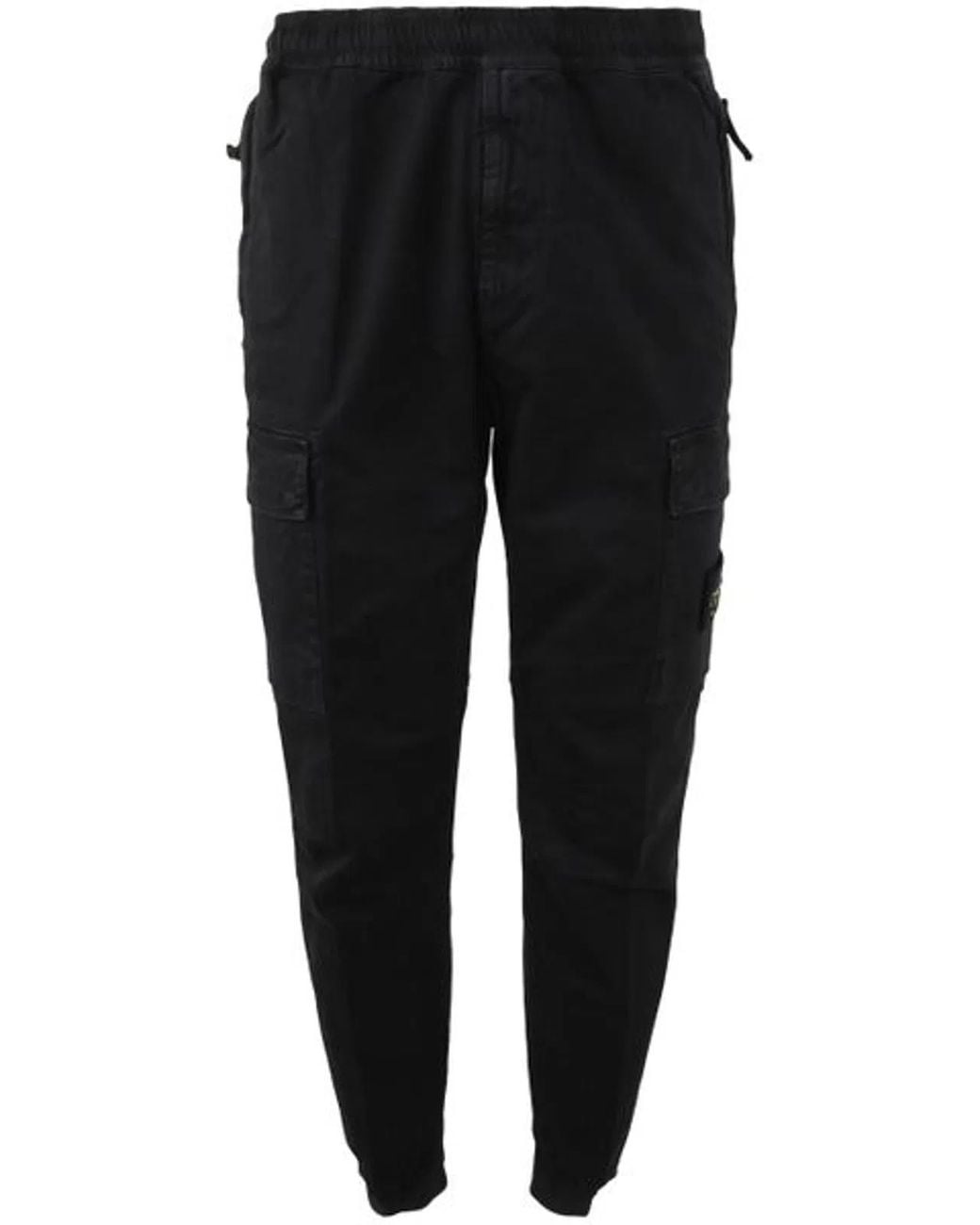 Stone Island Black Tapered-leg Cargo Trousers