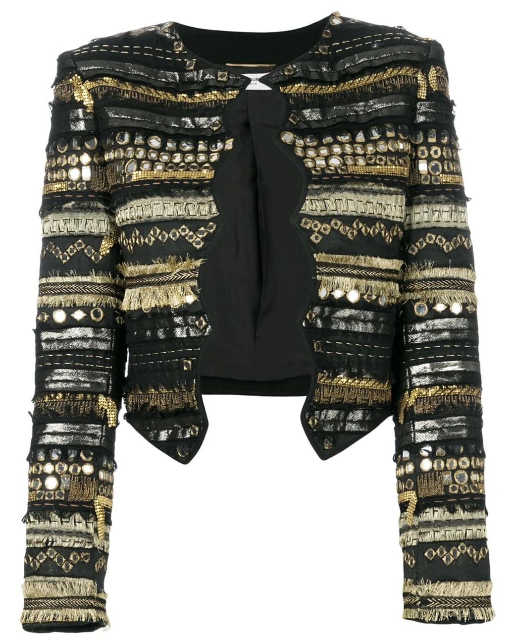 Saint Laurent Black Embroidered Fitted Jacket