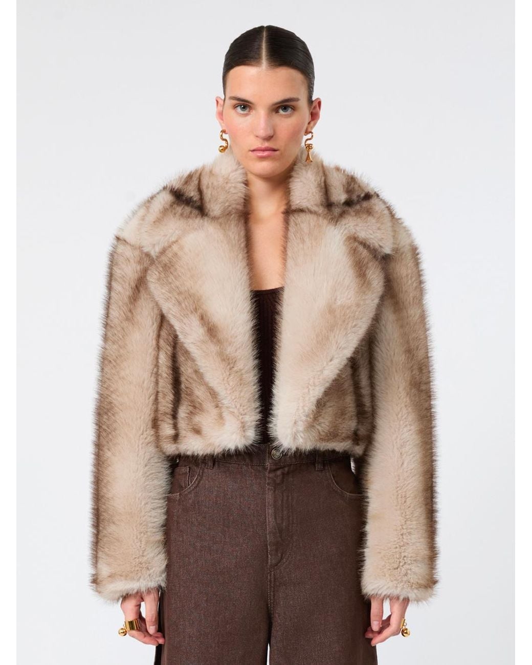 Max Mara Brown Short Furry Jersey Jacket