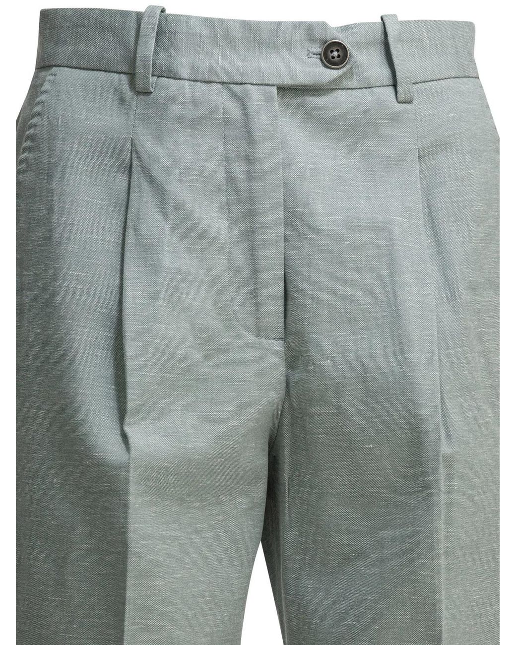 Circolo 1901 Gray Lightblue Cotton Linen Trousers
