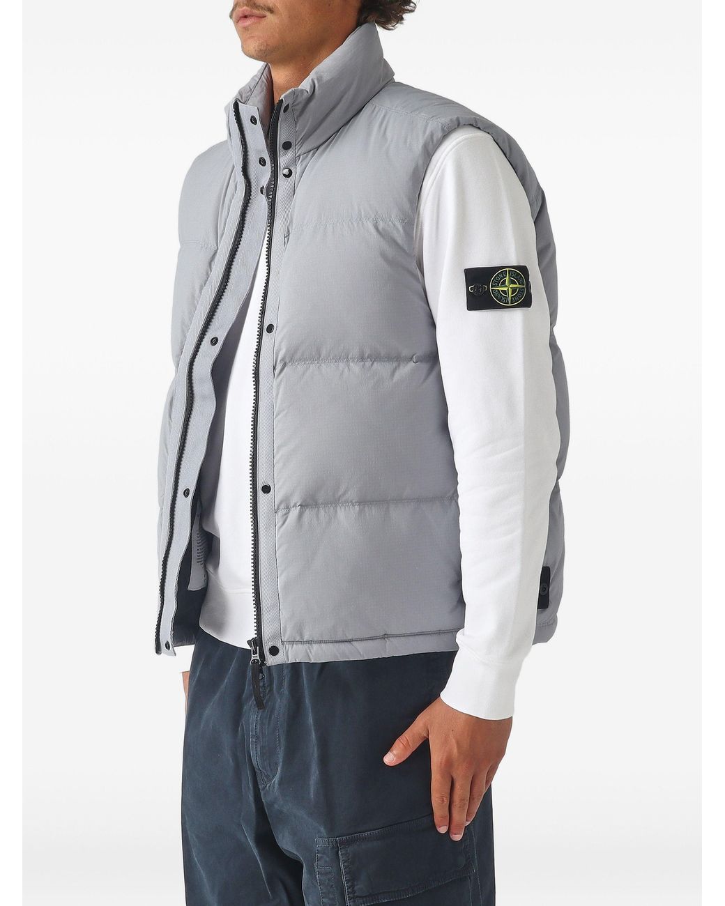 Stone Island Gray Quilted Puffer Vest for men