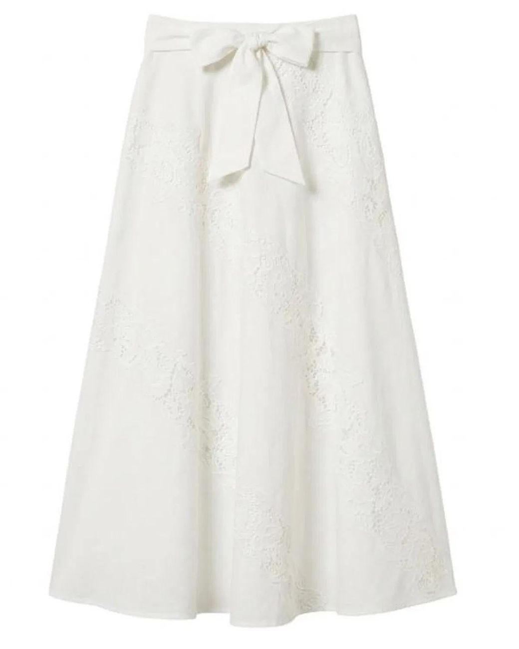 Twinset White Lace Panel Bow Skirt