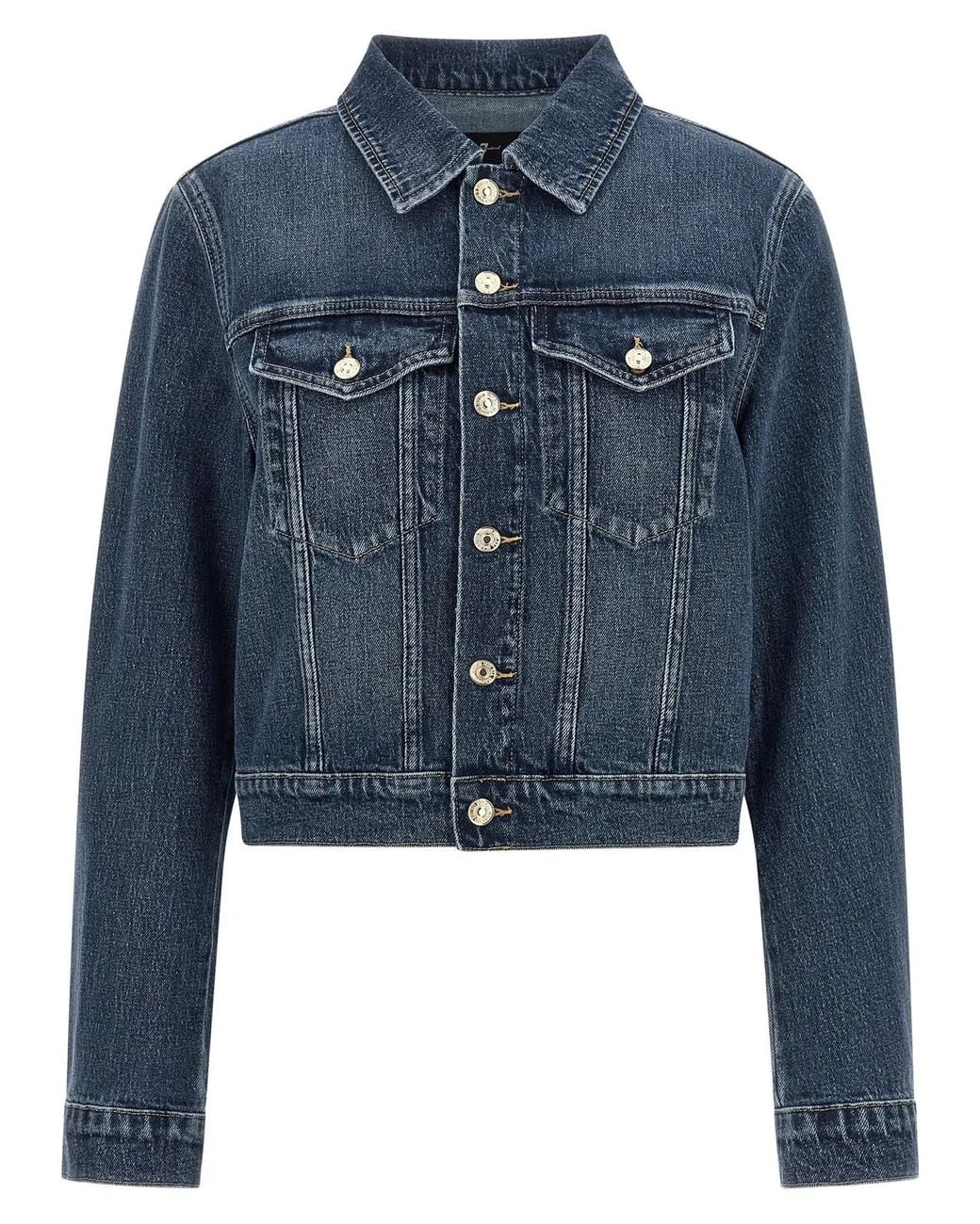 7 For All Mankind Blue 'Darted Shrunken' Jacket