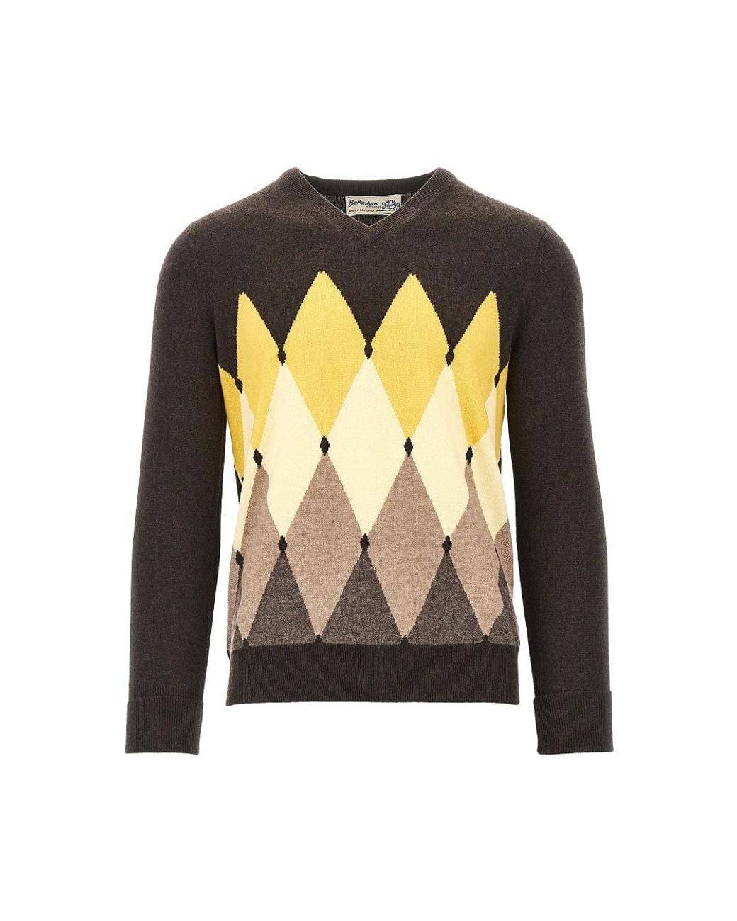 Ballantyne Black Lozenge Cashmere Sweater for men