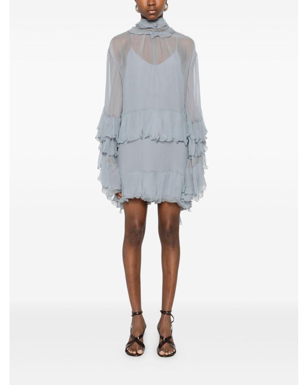 Chloé Blue Silk Short Dress