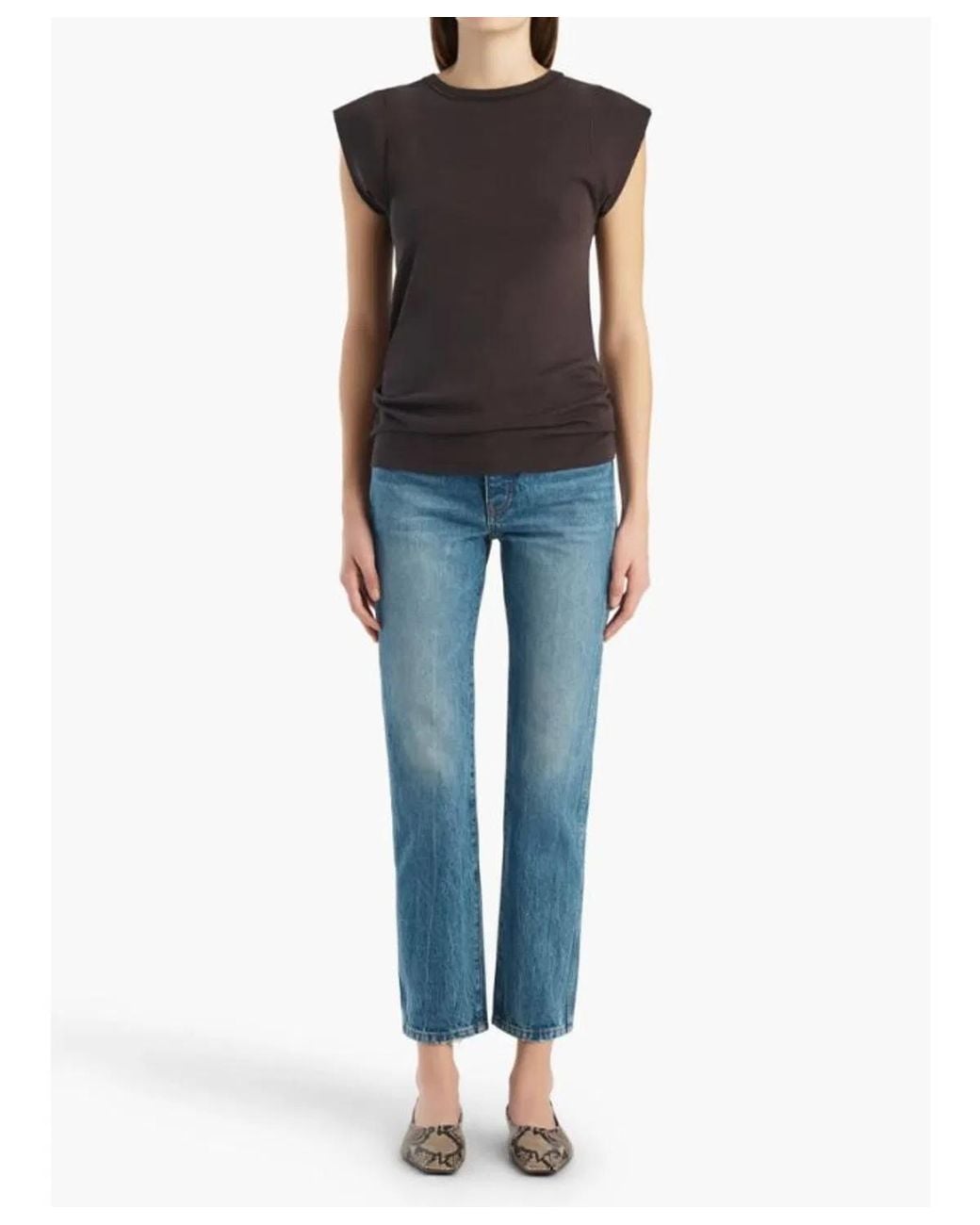 Khaite Blue Finley Short Leg Jeans